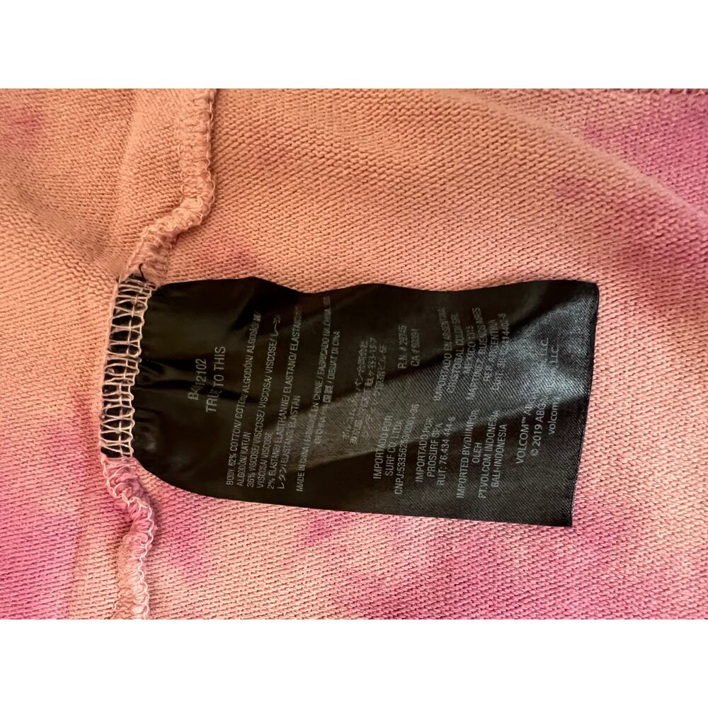 Volcom Tie Dye Lounge Set Pink Purple Zip Up Hoodie Medium Shorts Large 2 Piece - Picture 5 of 10